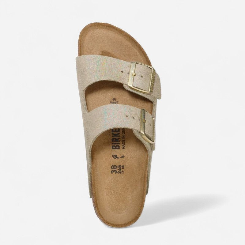 Arizona Taupe Shimmering Suede Leather Narrow