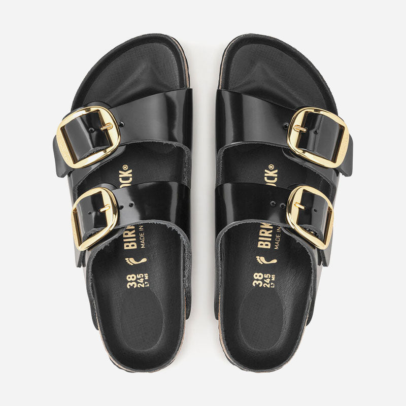 Arizona Big Buckle Black High Shine Leather Narrow