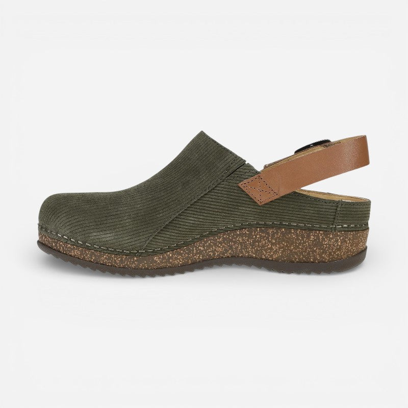 Merrin Olive Embossed Suede