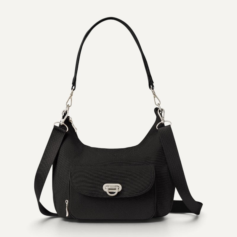 Coastal Flip Lock Half Moon Bag Black