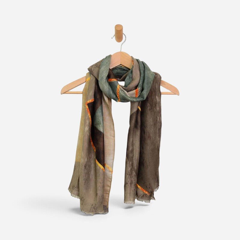 Lightweight Geo Silhouette Scarf Neutral
