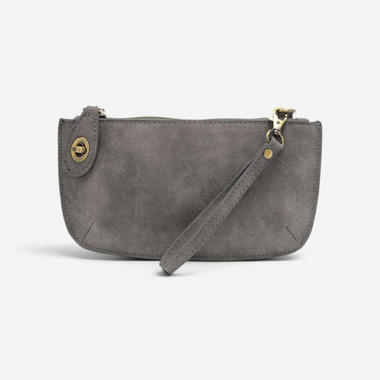 Faux Suede Mini Crossbody Wristlet Clutch Shadow