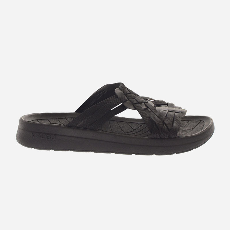 Malibu Men's Canyon Slide Blk Tan Vegan Crepe