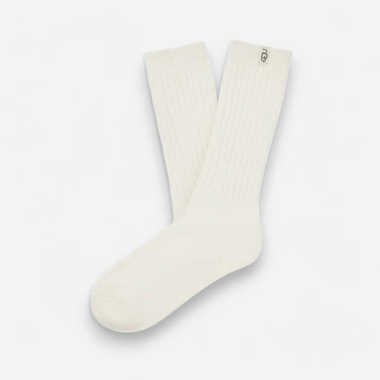 Rib Knit Slouchy Crew White
