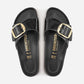Madrid Big Buckle Black High Shine Leather Narrow